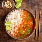 Simple Snow Peas with Red Curry Coconut Broth Recipe - Hello Veggie